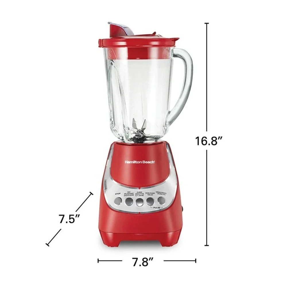 Hamilton Beach Wave-Action Quiet Blender 48oz Red New Open Box 800W Glass Jar